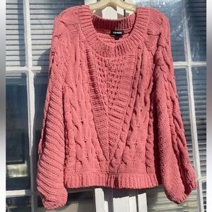 Express Chenille Balloon Sleeve Sweater